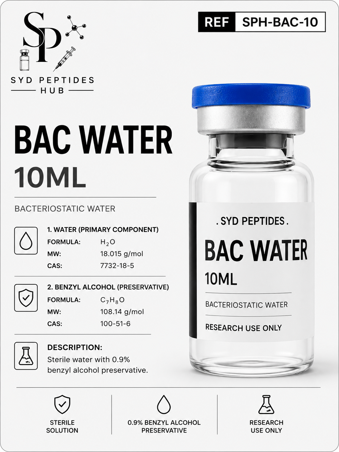 bac water sydney Bacteriostatic 30mL Bacteriostatic Water 20mL | 0.9%